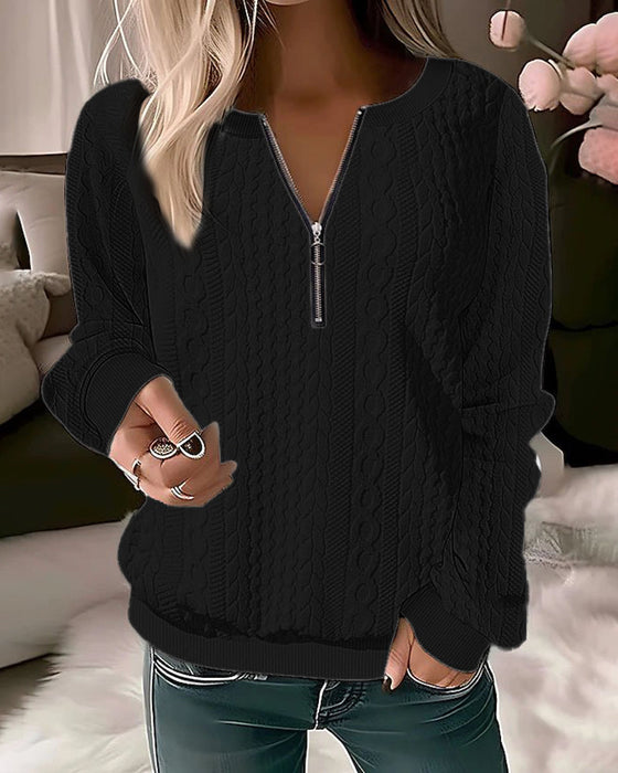 Solid color zipper sweatshirt