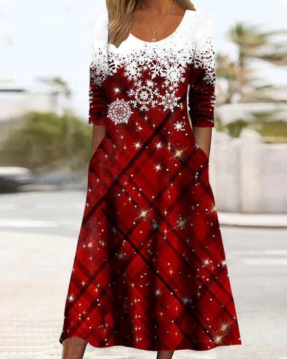Snowflake print midi dress