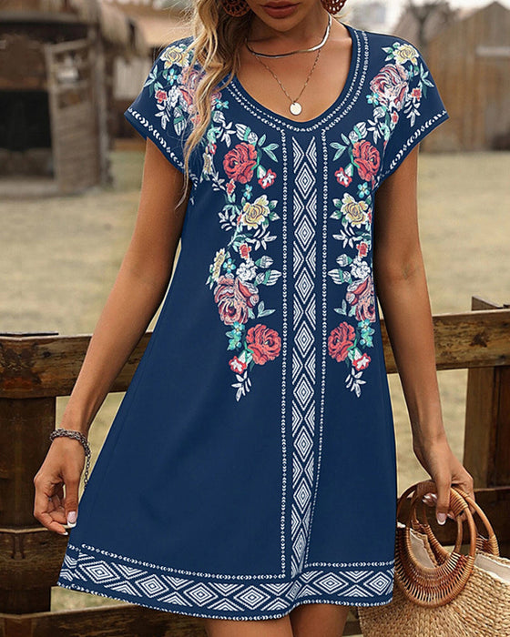 Printed Short sleeve casual dress