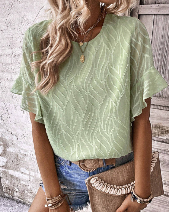 Solid color round neck T-shirt