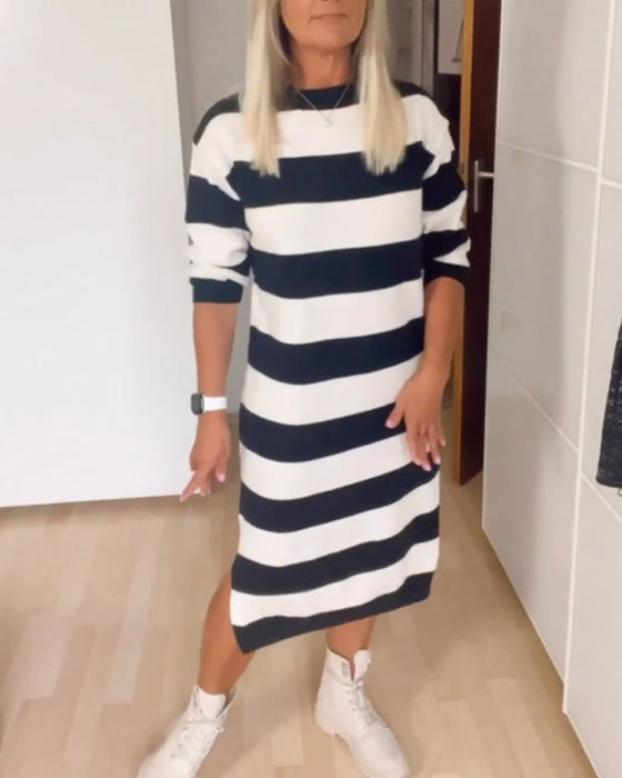 Round Neck Striped Dress