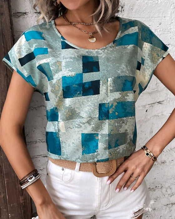 Geometric Print Crew Neck T-shirt