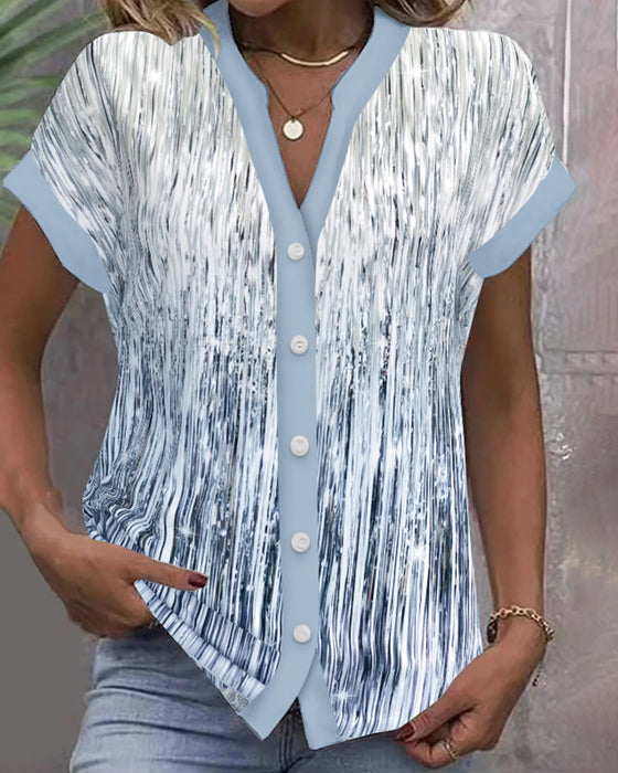 Casual Stand Collar Textured Print Shirt