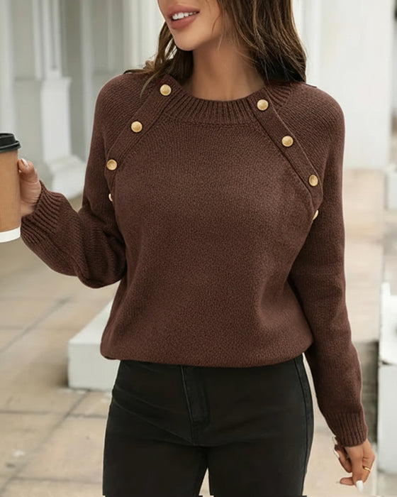 Button-Down Crew Neck Sweater