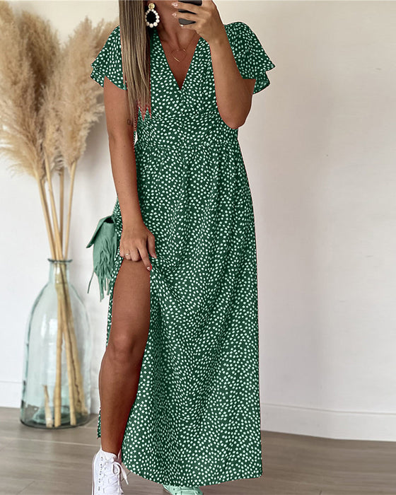 Printd v-neck maxi dress
