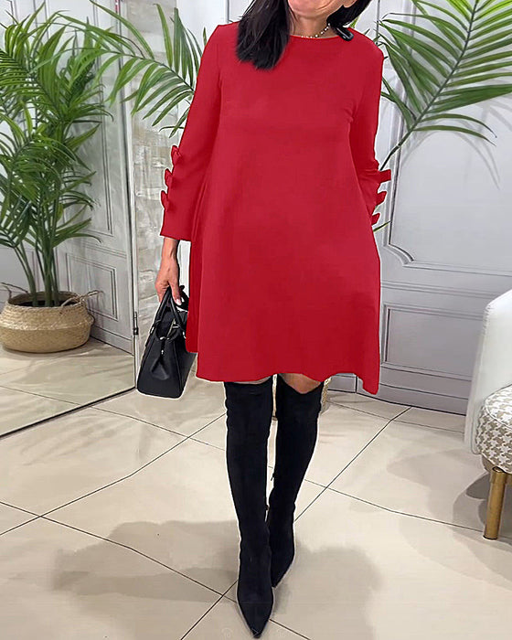 Casual Knee Length Dress with Long Sleeve