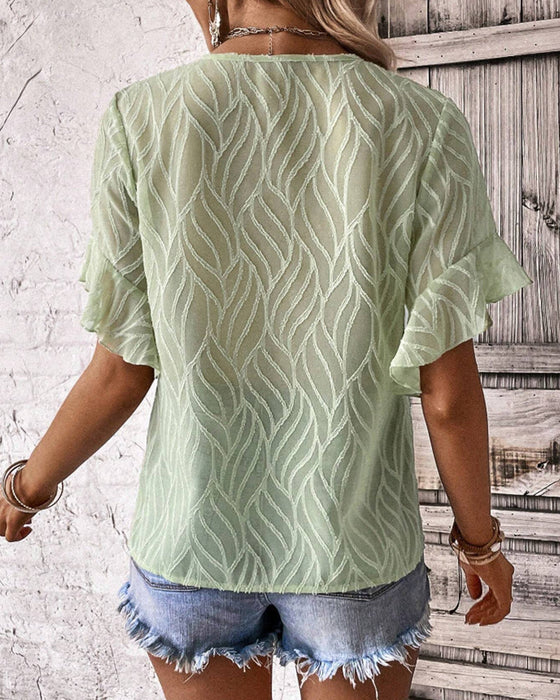 Solid color round neck T-shirt