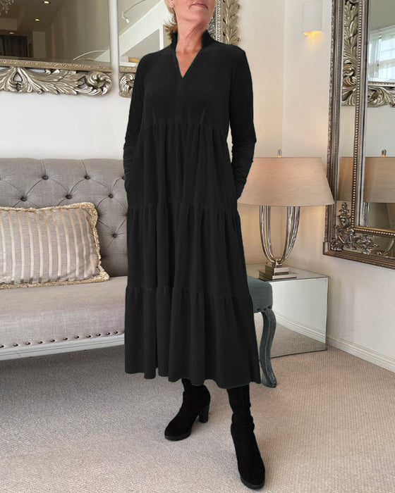 V-neck patchwork dress