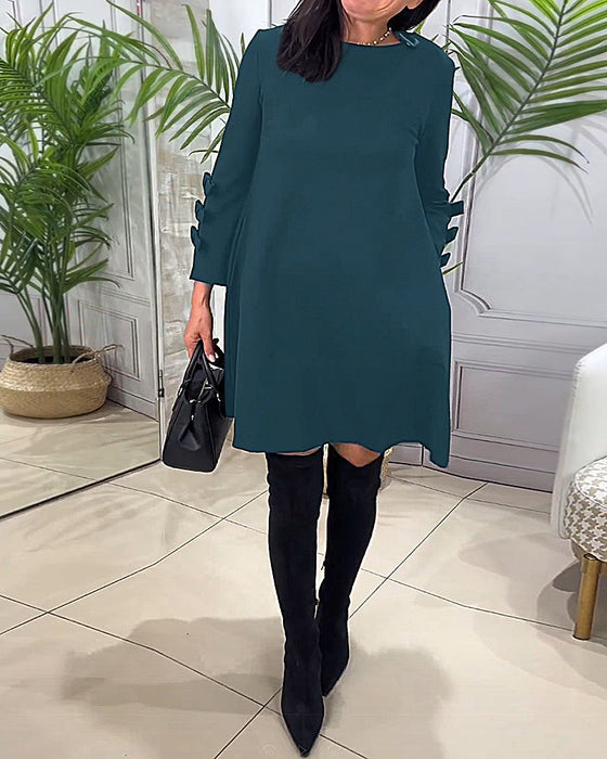 Casual Knee Length Dress with Long Sleeve