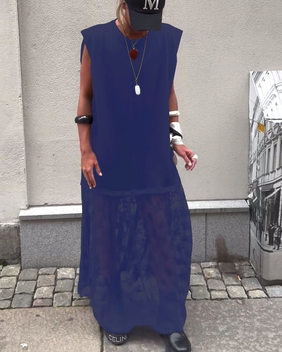 Sleeveless Mesh Patchwork Dress