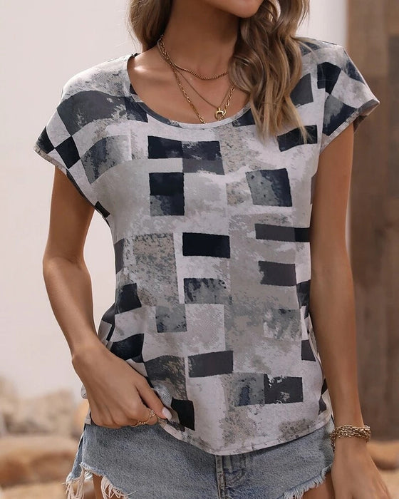 Geometric Print Crew Neck T-shirt