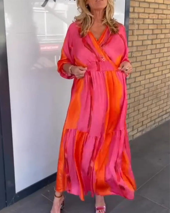 V neck 3/4 sleeve dress