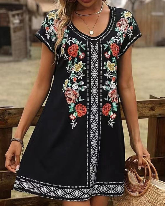 Printed Short sleeve casual dress