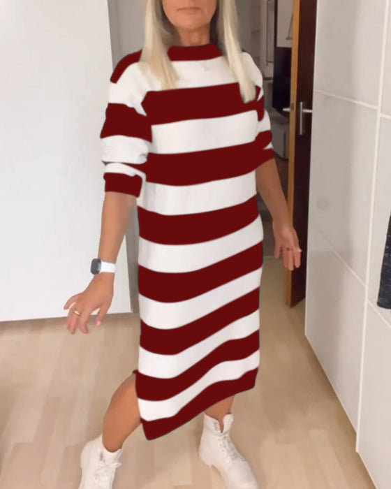Round Neck Striped Dress