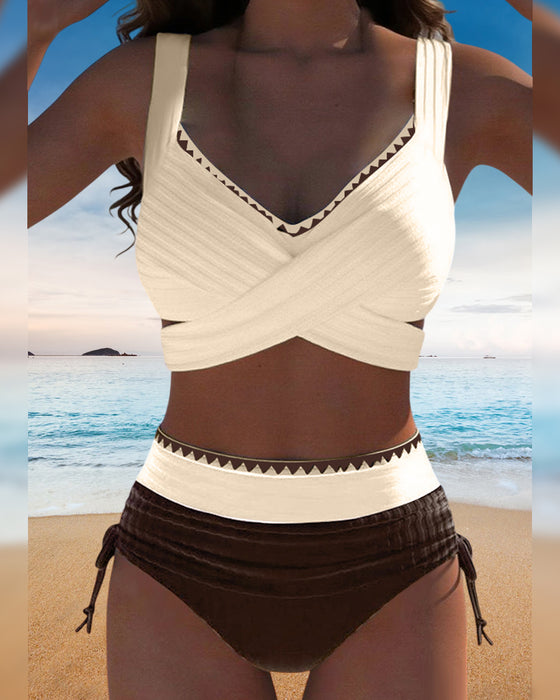 Casual Contrast Color Stitching Two-Piece Bikini