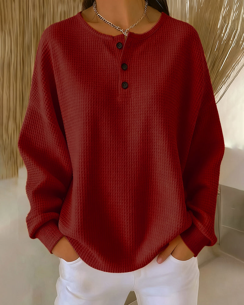 Fashionable Casual Solid Color Long-Sleeved Sweatshirt