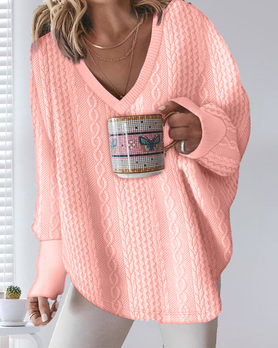 V neck long sleeve sweatshirt