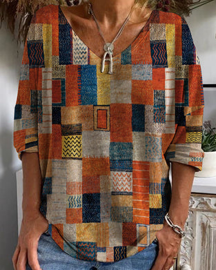 Colorful Block Print Top