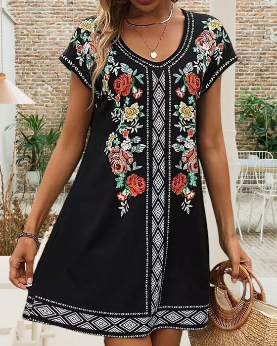 Printed Short sleeve casual dress