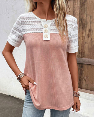 Lace Short Sleeve Blouse