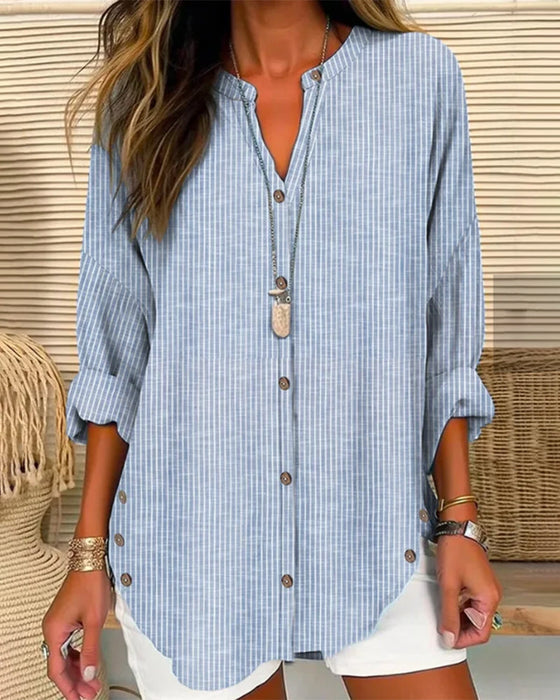 V-neck stripe print top