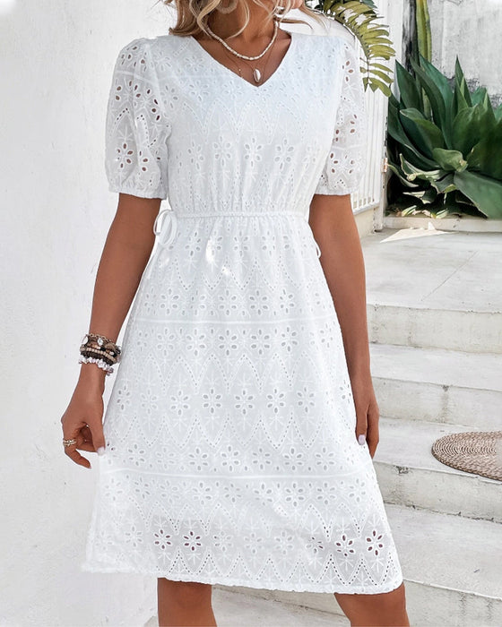 Embroidery Short Sleeve Dress