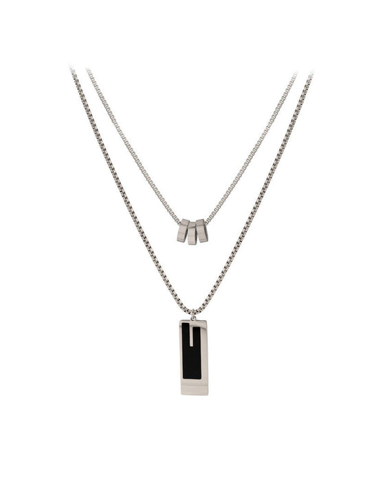 Double long necklace in titanium steel
