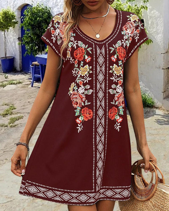 Printed Short sleeve casual dress