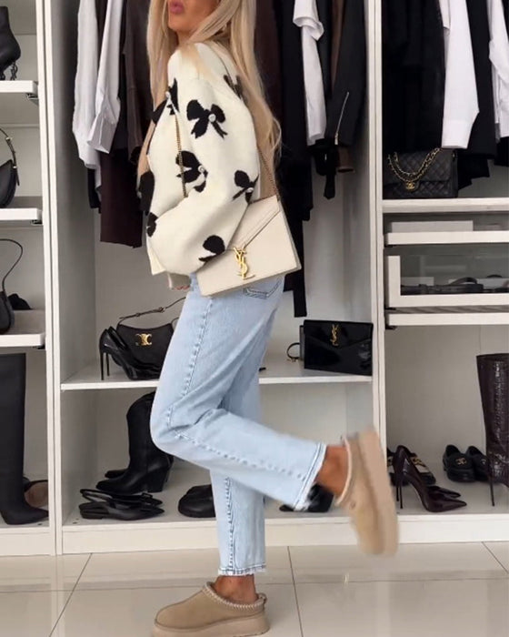 Bow beaded lace-up cardigan