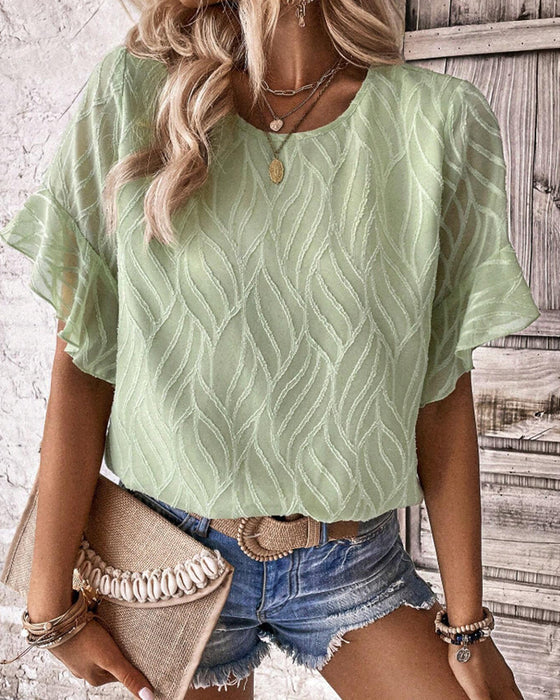 Solid color round neck T-shirt