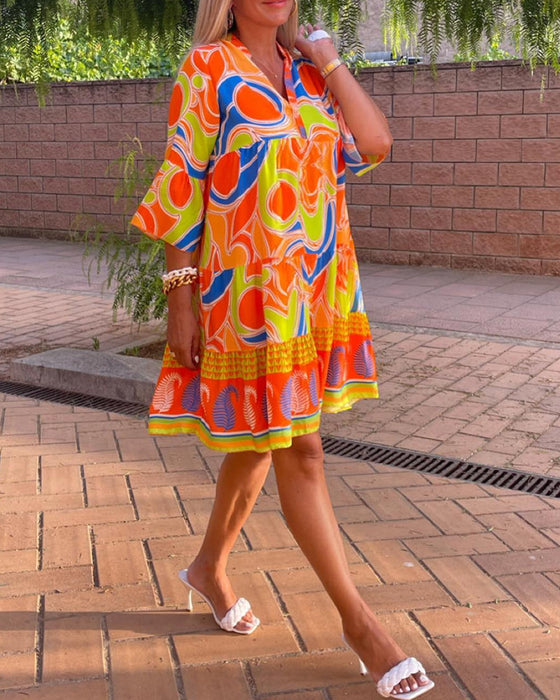 Colorful print casual dress