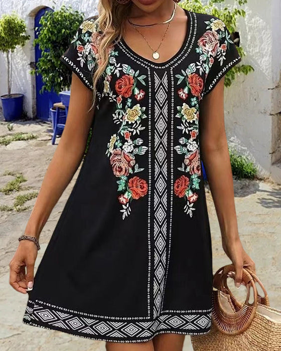 Printed Short sleeve casual dress