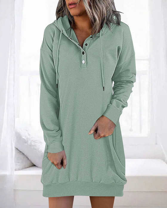 Solid color long hoodie