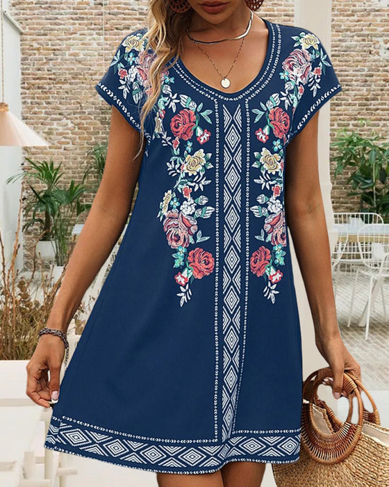Printed Short sleeve casual dress