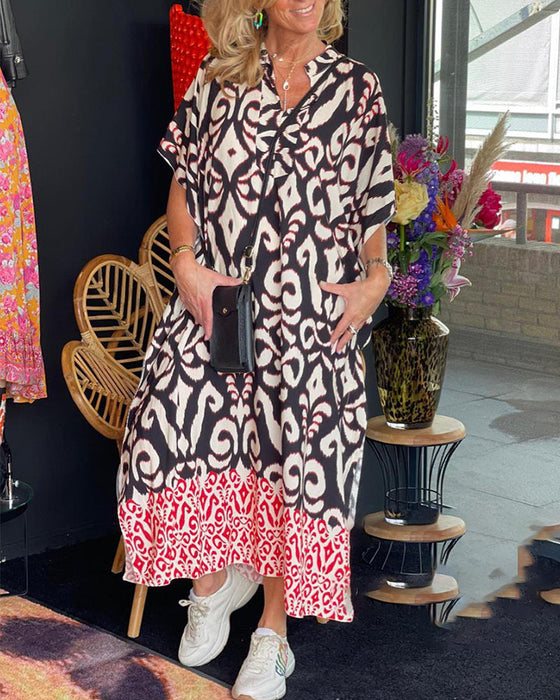 Printed v-neck dress