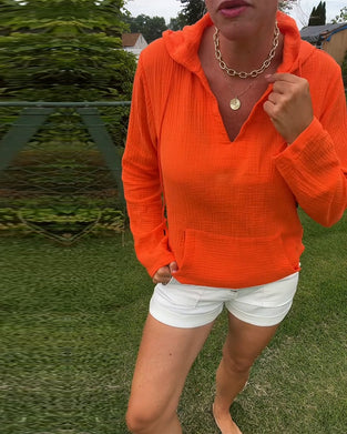 Solid Color Pocket Fashion Blouse