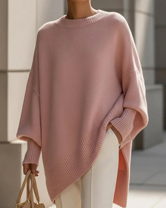 Round Neck Loose Mid-Length Pullover