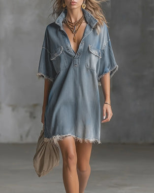Casual Lapel Denim Dress
