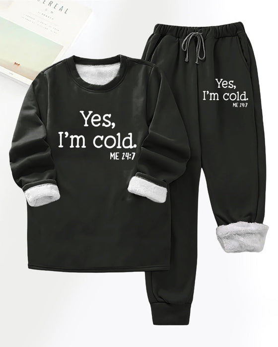 Letter printed fleece casual pants