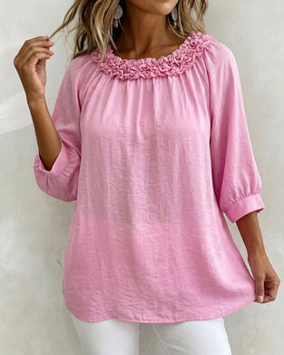 Half-Sleeved Floral Loose Blouse