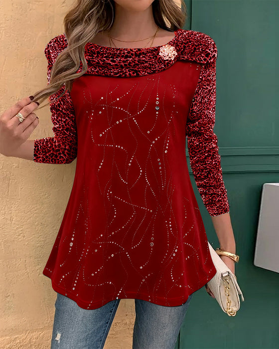 Leopard Print Long-Sleeved Top