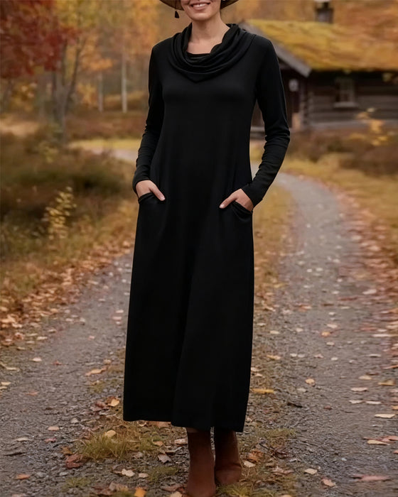 Casual Simple Solid Color Pocket Dress