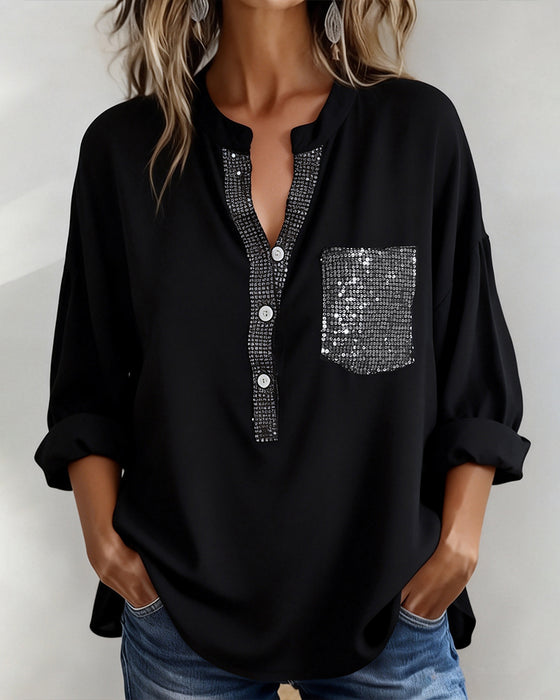 Sequin Patchwork Loose Casual Top