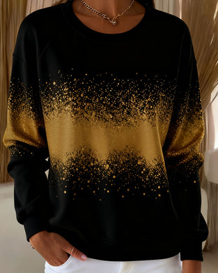 Fashionable Round-Neck Gradient Print Sweatshirt