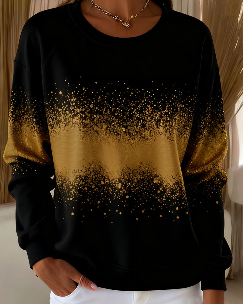 Fashionable Round-Neck Gradient Print Sweatshirt