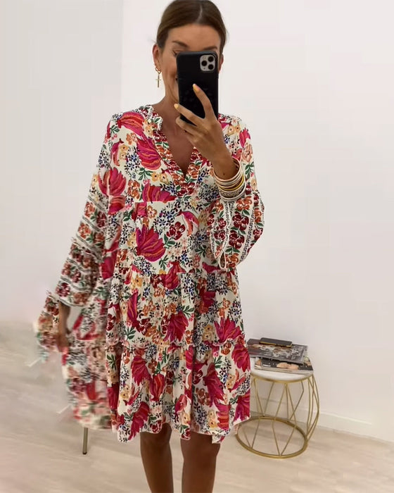 Floral print v-neck dress