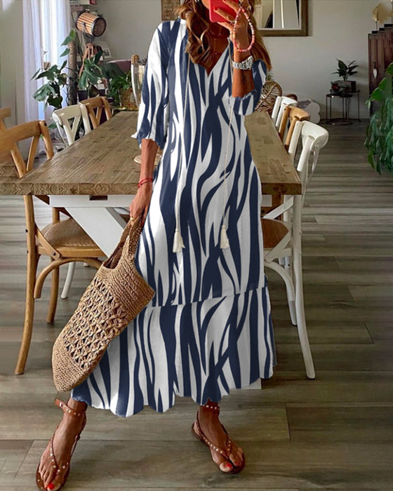 Printed v-neck dress