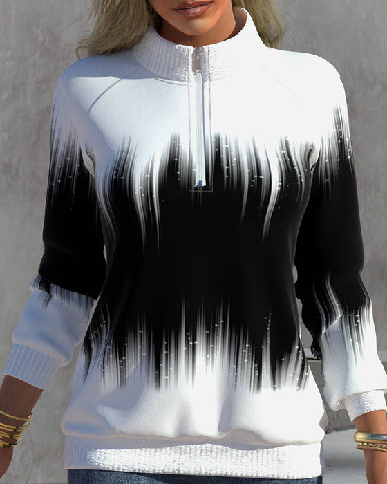 High Neck Gradient Print Sweatshirts