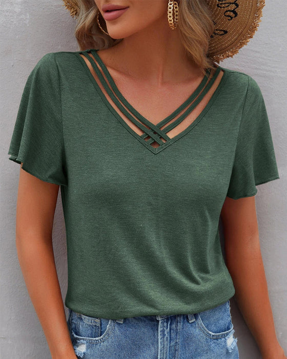 Solid color Cut Out T-shirt