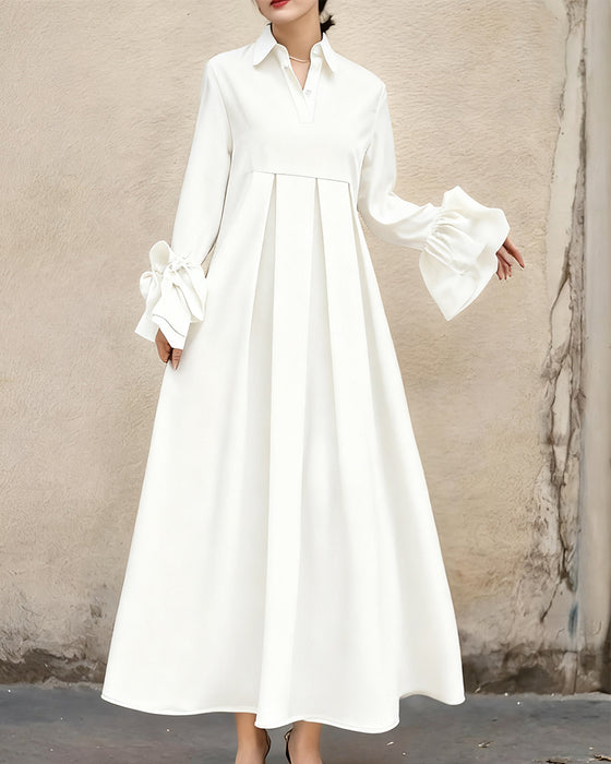 Fashion Shirt Collar Flared Dress